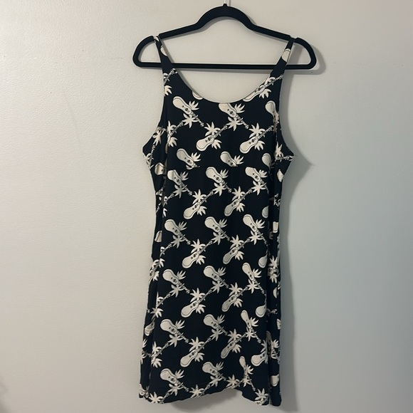 Kahala Hawaiian Islands Womens Black & Cream Ukulele Printed Tank Dress Sz Large - Picture 1 of 7